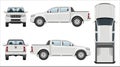 White pickup vector template. Vehicle branding mockup side, front, back top view Royalty Free Stock Photo