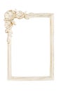 White picture frame with rose decor clipping path included. Royalty Free Stock Photo