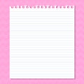 White piece of paper with lines on a pink