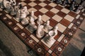 White pieces on a chess board Royalty Free Stock Photo