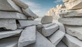White pieces of Stone wall with broken textured edges, debris stone slabs for product display background. 3d rendering Royalty Free Stock Photo