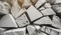 White pieces of Stone wall with broken textured edges, debris stone slabs for product display background. 3d rendering Royalty Free Stock Photo