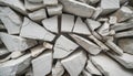 White pieces of Stone wall with broken textured edges, debris stone slabs for product display background. 3d rendering Royalty Free Stock Photo