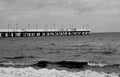 White pier by the Baltic Sea black and white Royalty Free Stock Photo