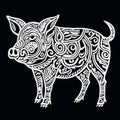 Intricate Hand-drawn Pig Design With Abundant Symbolism