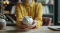 The white piggy bank.AI generated image Royalty Free Stock Photo