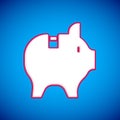 White Piggy bank icon isolated on blue background. Icon saving or accumulation of money, investment. Vector Royalty Free Stock Photo