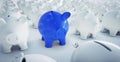 White piggy banks with blue piggy bank Royalty Free Stock Photo