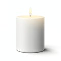 White Pillar Candle With Flame Isolated On White Background Royalty Free Stock Photo