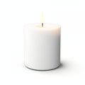 White Pillar Candle With Gentle Flame Isolated On White Background Royalty Free Stock Photo