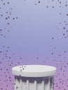 White Pillar with Golden Stars Studio Shot Background. Pastel Purple and pink