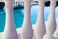 White pillars classic balustrade with empty pool. Royalty Free Stock Photo