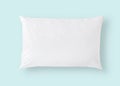 White pillow on blue background isolated with clipping path for bedding mockup design template Royalty Free Stock Photo