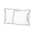 White pillow, cushion vector illustration on a blue background