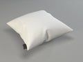 White pillow on a gray background. Mockup square pillow. White sofa cushion. 3d rendering