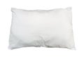 White pillow in hotel or resort room isolated on white background with clipping path. Concept of confortable and happy sleep in Royalty Free Stock Photo