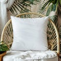 White Pillow mockup in an elegant, light modern living room,