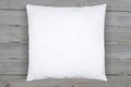White Pillow Mockup on Weathered Gray Wooden Background