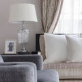 White pillow on sofa in luxury livingroom Royalty Free Stock Photo