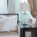 White pillow on sofa in luxury livingroom Royalty Free Stock Photo