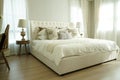 White pillows setting on English country style bedding Royalty Free Stock Photo
