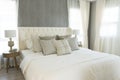 White pillows setting on English country style bedroom Royalty Free Stock Photo