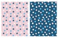 Cute Seamless Vector Patterns with Irregular Hand Drawn Stars and Dots. Royalty Free Stock Photo