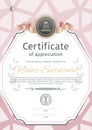 White pink certificate and modern pattern design elements. Business modern design. Vector illustration