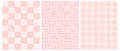 White and Pink Grid Vector Prints.