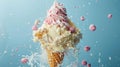 A white and pink ice cream cone with pink sprinkles on top Royalty Free Stock Photo