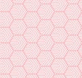 White on pink multi hexagonal line pattern seamless repeat background Royalty Free Stock Photo
