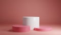 White pink pastel product stand on background. Abstract minimal geometry concept. Studio podium platform theme. Exhibition Royalty Free Stock Photo