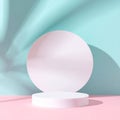 White and Pink Product Display Podium with Teal Background Royalty Free Stock Photo