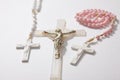 Two rosaries and a crucifix horizontal Royalty Free Stock Photo