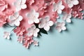 White and pink sakura flowers in cut paper, origami style. Floral background, banner, quilling Royalty Free Stock Photo