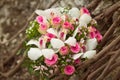 White and pink wedding bouquet with orchids ans roses Royalty Free Stock Photo