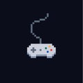 White pixel art 8 bit gamepad for game console - Isolated vector icon of wired controller Royalty Free Stock Photo