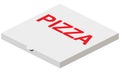 White pizza box closed isolated on a white background. 3d isometric