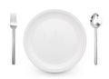 White place setting with plate fork and spoon Royalty Free Stock Photo
