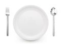 White place setting with plate fork and spoon