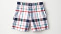 White Plaid Shorts With Striped Pockets - Exacting Precision Style