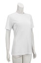 White plain short sleeve cotton T-Shirt on a female mannequin isolated on white background with clipping path Royalty Free Stock Photo