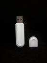 White plain USB 3.0 flash drive with the plastic cap