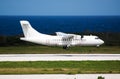 White plane landing Royalty Free Stock Photo