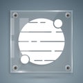 White Planet icon isolated on grey background. Square glass panels. Vector Royalty Free Stock Photo