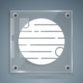 White Planet icon isolated on grey background. Square glass panels. Vector Royalty Free Stock Photo