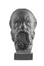 White plaster bust, sculptural portrait of Socrates