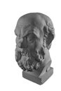 White plaster bust, sculptural portrait of Socrates