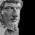 White plaster bust, sculptural portrait of Lucius Verus