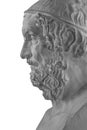 White plaster statue of the bust of the philosopher Homer